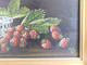 Delcampe - Anne Marie CATY( 1938- ) Nature Morte "Framboises Gourmandes" Petite Huile Sur Toile Datée 96 Beau Cadre Doré - Olii