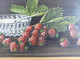 Delcampe - Anne Marie CATY( 1938- ) Nature Morte "Framboises Gourmandes" Petite Huile Sur Toile Datée 96 Beau Cadre Doré - Olii