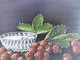 Delcampe - Anne Marie CATY( 1938- ) Nature Morte "Framboises Gourmandes" Petite Huile Sur Toile Datée 96 Beau Cadre Doré - Olii