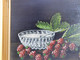 Delcampe - Anne Marie CATY( 1938- ) Nature Morte "Framboises Gourmandes" Petite Huile Sur Toile Datée 96 Beau Cadre Doré - Olii