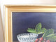 Delcampe - Anne Marie CATY( 1938- ) Nature Morte "Framboises Gourmandes" Petite Huile Sur Toile Datée 96 Beau Cadre Doré - Olii