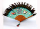 CHINE EVENTAIL ANCIEN - PLUME PAON DÉCOR PEINT GOUACHE DOUBLE FACE - BOIS AJOURÉ - Fans