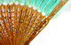 Delcampe - CHINE EVENTAIL ANCIEN - PLUME PAON DÉCOR PEINT GOUACHE DOUBLE FACE - BOIS AJOURÉ - Fans