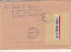 8619FM- BARCODES, AMOUNT 5.25MACHINE PRINTED STICKER STAMP ON REGISTERED COVER, 2001, ARGENTINA - Covers & Documents