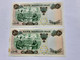 Pair Of 50 Rials Of Memory 1350 , P-97a Amoozegar-Samiei In Unc. / Aunc. Condition, With Yellow Stain - Iran