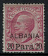 ITALIA - ALBANIA OFFICES  N. 8 Cat.100 Euro Super Centered MH* Linguellato - Albanien
