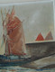 Delcampe - TABLEAU MARINE HST Signée A MARCY 1950 Joli CADRE MONTPARNASSE BATEAU PORT Déco COLLECTION VITRINE - Olii