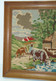 ANCIEN CANEVAS TERMINE BEAU CADRE BOIS CHENE COUR DE FERME Avec ANIMAUX  COLLECTION Déco Vitrine - Cross Stitch