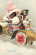 901483-Black Americana, IAP 1904, Ellen Clapsaddle, Couple Driving A Corn Cob Car - Black Americana