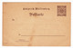 Allemagne Württemberg Entier Postal Postkarte - Postal  Stationery