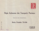 FRANCE : ENTIER POSTAL . 0.25 . TYPE MULLER . EP TSC . " RATP 1960 " . 1960 . - Buste Postali E Su Commissione Privata TSC (ante 1995)