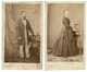 Lot Van 2 Oude Foto's CDV Karton Portrait Carte De Visite Photographe Franck Paris France Homme Femme Photo - Non Classés