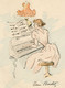 Illustrateur Henri Boutet ( HB) N° 35 Série 4  ( La Pianiste  ) The Pianist ) - Boutet