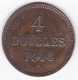 Guernesey 4 Doubles 1914 H Bronze KM# 13 - Guernesey