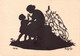 Mutterglück, A. Hartmann-Zeller , Handscherenschnitt /découpage - Mère, Fillette, Jeu, Arbuste - 1932 - Silhouettes