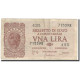 Billet, Italie, 1 Lira, 1944, 1944-11-23, KM:29b, TB+ - Regno D'Italia – 1 Lira