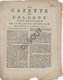 KRANT/JOURNAL Keulen/Köln - Gazette De Cologne - 1794 - Très Rare! (R80) - Journaux Anciens - Avant 1800