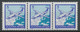 JUGOSLAWIEN 1990 5 (Din) Flugzeug Postfr. Kab.-3-er-Streifen, ABART: Linke Marke - Ongetande, Proeven & Plaatfouten