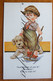 Phyllis Purser-Bob King  & Unknow. Dog Chien Enfants Girl Boy 4 X Fantasie Cpa - Humor