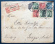 Danemark Lettre Recommandé De 1904 Avec N°35 X3, 36, 37 & 43 Obl De Copenhague Pour Troyes En France, Au Dos Vignette - Storia Postale