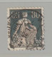 SVIZZERA:  1917/22  HELVETIA  SEDUTA  -  80 C. ARDESIA  E  ROSA  US. -  PERFIN  -  YV/TELL. 166 - Perfins