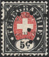 Schweiz Telegraphen-Marke 5Cts.blau/rot Zu#13 Mit Perfin "T" #T001 Thoann&Liechti - Telegraph