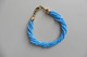 Bracelet Multi-rangs Torsadé Perles De Rocaille Bleu Turquoise Beau Fermoir Doré - Bracelets