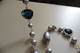 Neuf - Collier Sautoir Plaqué Or Perles Gris Nacré Cristal Bleu Fantaisie 149 Cm - Collane/Catenine