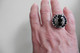 Bague Réglable En Métal Argenté Et Cristaux Strass Blanc Noir Style Art Deco - Ring