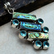 Neuf - Grand Pendentif En Argent 925 Serti Nacre Paua Abalone Et Topaze Bleue - Pendentifs