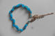 Neuf - Bracelet Double Chaîne Et Ruban Tressé Bleu Turquoise Et Or - Réglable - Bracelets