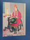 Mongolia.  Typical Girl. Folk Costume   - Old Postcard 1970s Embroidery - Mongolie