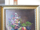 Delcampe - MORTELAZ (XIX-XXème) Huile Sur Toile Grand Format Nature Morte Aux Raisins Pêches Et Bouquet Fleuri - Olii