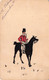 03030 "LORD A CAVALLO  - BIGLIETTO AUGURALE SU CARTONCINO CON DECORI ORIGINALI IN ACQUERELLI ED INCHIOSTRO NERO" 1895 - Sonstige & Ohne Zuordnung