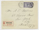 FRANCE MERSON 3FR VIOLET N° 206 SEUL LETTRE REC PARIS 27.6.1927 POUR USA AU TARIF - 1900-27 Merson