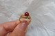 Neuf - Bague Anneau Triple Plaqué Or Sertie Perle En Cornaline Rouge T 54 - Anelli