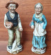 Lot Couple VIEUX - Homme Femme - Canne Panier Fruits - STATUETTE  - Très Bon état - Vers 1980 - Andere & Zonder Classificatie