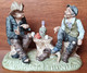 Buveurs Au Bistro - Hommes - Bouteille De Vin Brioche Casquette Chapeau - STATUETTE - Très Bon état - Vers 1980 - Otros & Sin Clasificación