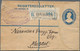 Bahrain: 1921 Indian Postal Stationery Registered Envelope KGV. 2+1a. Blue Used From BAHRAIN And Add - Bahrain (1965-...)