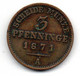 Prusse -  3 Pfenninge 1871 A  -  TB+ - Small Coins & Other Subdivisions