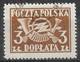 Poland 1946. Scott #J108 (U) Post Horn With Thunderbolts - Postage Due