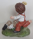 La Fille Et Son Chien Peint - Enfant - Pinceau Peinture - STATUETTE - Bon état - 24 / Vers 1990 - Otros & Sin Clasificación