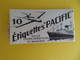 Carnet Complet 10 Etiquettes à Bagages Marque PACIFIC - Pour Air France DC 10 Ou Caravelle Ou Bateau Paquebot France - Baggage Labels & Tags