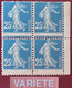 R1311/766 - 1907 - TYPE SEMEUSE CAMEE - N°140 (II) BLOC NEUF** BdF - SUPERBE VARIETE ➤➤➤ Piquage à Cheval - Neufs