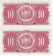 PAREJA CORRELATIVA DE BOLIVIA DE 10 BOLIVIANOS DEL AÑO 1928 SERIE P3 SIN CIRCULAR (UNCIRCULATED) (BANKNOTE) - Bolivie