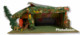 I100372 Presepe - Casetta / Grotta In Legno Sughero E Cartone - 32x16 Cm - Christmas Cribs