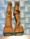 2 Sculptures Sur Bois -St-Jean Port-Joli P.Quebec, Artisanat Blanchet, Et Signature De L'artiste Migil - Hout