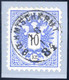 Piece "Boemischkrut", Fingerhutstempel Zentral Auf Briefstück 10 Kr. Blau Doppeladler, 30 Punkte, ANK 47 - Ohne Zuordnung