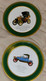 6 Assiettes Publicitaires Shell Tôle Lithographiée Musée Automobile 60's Voitures Renault Panhard Et Levassor Zebre - Plates