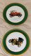 6 Assiettes Publicitaires Shell Tôle Lithographiée Musée Automobile 60's Voitures Renault Panhard Et Levassor Zebre - Piatti